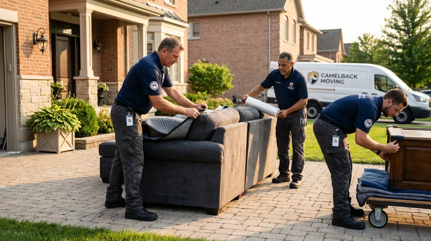 Large estate moving crew wrapping furniture in Energy, IL
